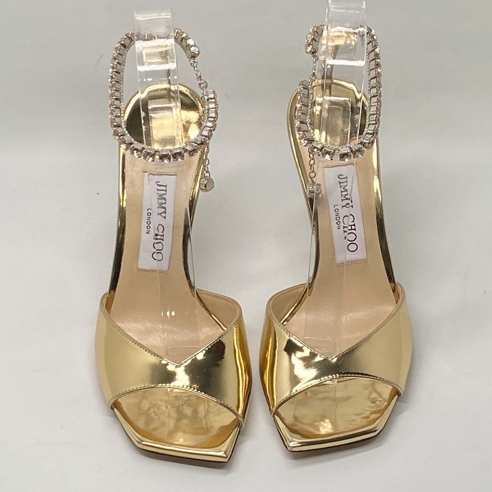 Jimmy Choo Saeda 100MM Metallic Leather Sandals size 37.5 - Picture 4 of 15